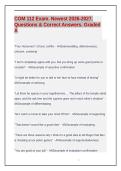 COM 112 Exam&period; Newest 2026-2027&period; Questions & Correct Answers&period; Graded A