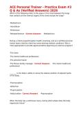 ACE Personal Trainer - Practice Exam -3 Q & As &lpar;Verified Answers&rpar; 2026&period;