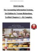 Accounting Information Systems&comma; 3rd Edition TEST BANK by Vernon Richardson&comma; All Chapters 1 to 18 complete Verified editon