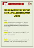 NUR 302 QUIZ 1 REVIEW & POWER POINT ACTUAL 2026 LATEST UPDATE