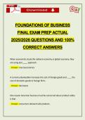 FOUNDATIONS OF BUSINESS FINAL EXAM PREP ACTUAL 2026 QUESTIONS AND 100&percnt; CORRECT ANSWERS