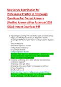New Jersey Examination for  Professional Practice in Psychology  Questions And Correct Answers  &lpar;Verified Answers&rpar; Plus Rationale 2026  Q&A&vert; Instant Download Pdf 