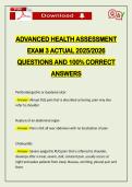 ADVANCED HEALTH ASSESSMENT EXAM 3 ACTUAL 2026 QUESTIONS AND 100&percnt; CORRECT ANSWERS