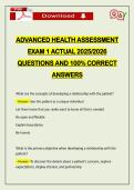 ADVANCED HEALTH ASSESSMENT EXAM 1 ACTUAL 2026 QUESTIONS AND 100&percnt; CORRECT ANSWERS