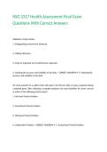 NSG 2317 Health Assessment Final Exam Questions With Correct Answers