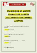 CAL REGIONAL MA MIDTERM EXAM ACTUAL 2026 QUESTIONS AND 100&percnt; CORRECT ANSWERS