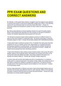 PPR EXAM QUESTIONS AND CORRECT ANSWERS 