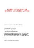FLORIDA 2-15 INSURANCE 100  QUESTIONS AND VERIFIED ANSWERS
