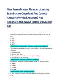 New Jersey Master Plumber Licensing  Examination Questions And Correct  Answers &lpar;Verified Answers&rpar; Plus  Rationale 2026 Q&A&vert; Instant Download  Pdf 