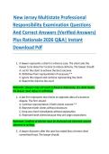 New Jersey Multistate Professional  Responsibility Examination Questions  And Correct Answers &lpar;Verified Answers&rpar;  Plus Rationale 2026 Q&A&vert; Instant  Download Pdf