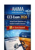 AHIMA CCS Exam 2026 &ndash; Actual Exam Questions with Verified Complete Solutions &vert; A&plus; Score Assured