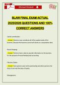 BLAW FINAL EXAM ACTUAL 2026 QUESTIONS AND 100&percnt; CORRECT ANSWERS