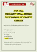 APhA FINAL ASSESSMENT ACTUAL 2026 QUESTIONS AND 100&percnt; CORRECT ANSWERS