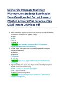 New Jersey Pharmacy Multistate  Pharmacy Jurisprudence Examination  Exam Questions And Correct Answers  &lpar;Verified Answers&rpar; Plus Rationale 2026  Q&A&vert; Instant Download Pdf 