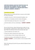 CERTIFIED NURSING ASSISTANT WRITTEN EXAM 150  QUESTIONS AND ANSWERS 2026&sol;2027&period; NURSING  ASSISTANT FUNDAMENTALS VERIFIED QUESTIONS &  ACCURATE ANSWERS &vert;&vert; GRADED A&plus; 