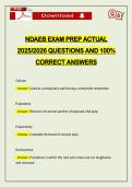 NDAEB EXAM PREP ACTUAL 2026 QUESTIONS AND 100&percnt; CORRECT ANSWERS