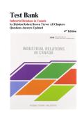 Test Bank for Industrial Relations in Canada 4th Edition by Hebdon & Brown &ndash; Complete Chapter Q&A with Verified Answers