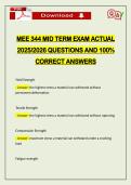 MEE 344 MID TERM EXAM ACTUAL 2026 QUESTIONS AND 100&percnt; CORRECT ANSWERS