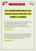 AUTI 250 MIDTERM EXAM ACTUAL 2026 QUESTIONS AND 100&percnt; CORRECT ANSWERS