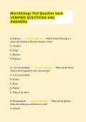 Microbiology Test Question bank VERIFIED QUESTIONS AND ANSWERS