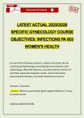 LATEST ACTUAL 2026 SPECIFIC GYNECOLOGY COURSE OBJECTIVES&colon; INFECTIONS PA 603 WOMEN'S HEALTH