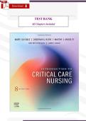 Introduction to Critical Care Nursing &lpar;8th Edition&rpar; &ndash; Verified Test Bank by Sole&comma; Klein & Moseley &lpar;All Chapters Included&rpar;