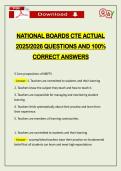 NATIONAL BOARDS CTE ACTUAL 2026 QUESTIONS AND 100&percnt; CORRECT ANSWERS