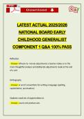 LATEST ACTUAL 2026 NATIONAL BOARD EARLY CHILDHOOD GENERALIST COMPONENT 1 Q&A 100&percnt; PASS