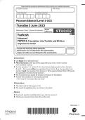 2025 Pearson Edexcel Level 3 GCE 9TU0&sol;02 Turkish Advanced PAPER 2&colon; Translation into Turkish and Written response to works QUESTION PAPER & MARKSCHEME &lpar;MERGED&rpar;
