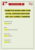 PROMOTION BOARD-ARMY EXAM ACTUAL 2026 QUESTIONS AND 100&percnt; CORRECT ANSWERS