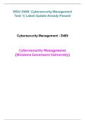 WGU D489 Cybersecurity Management &ndash; Task 1&comma; Western Governors University&comma; 2026&sol;2027 &ndash; structured task overview and cybersecurity management framework