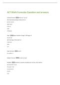 ACT Math Formulas Question and answers 