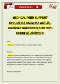 MEDI-CAL PEER SUPPORT SPECIALIST CALMHSA ACTUAL 2026 QUESTIONS AND 100&percnt; CORRECT ANSWERS