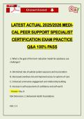 LATEST ACTUAL 2026 MEDICAL PEER SUPPORT SPECIALIST CERTIFICATION EXAM PRACTICE Q&A 100&percnt; PASS