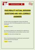 FACE REALITY ACTUAL 2026 QUESTIONS AND 100&percnt; CORRECT ANSWERS