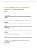 AI and Machine Learning Terminology for  Students Questions and answers 