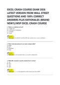 EXCEL CRASH COURSE EXAM 2026  LATEST VERSION FROM WALL STREET  QUESTIONS AND 100&percnt; CORRECT  ANSWERS PLUS RATIONALES &lpar;BRAND  NEW&excl;&excl;&rpar;&sol;WSP EXCEL CRASH COURSE 