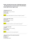 Florida 2-40 Health Insurance Exam &vert; 2025&sol;2026 Actual Exam &ndash; 85 Verified Questions and Correct Answers Plus Rationales &vert;  Florida Health Insurance Agent License 
