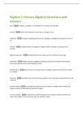 Algebra 1 &lpar;Honors Algebra&rpar; Questions and  answers 