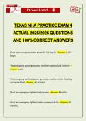 TEXAS NHA PRACTICE EXAM 4 ACTUAL 2026 QUESTIONS AND 100&percnt; CORRECT ANSWERS