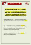 TEXAS NHA PRACTICE EXAM 3 ACTUAL 2026 QUESTIONS AND 100&percnt; CORRECT ANSWERS