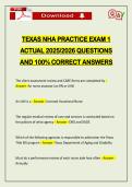 TEXAS NHA PRACTICE EXAM 1 ACTUAL 2026 QUESTIONS AND 100&percnt; CORRECT ANSWERS