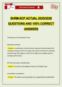 SHRM-SCP ACTUAL 2026 QUESTIONS AND 100&percnt; CORRECT ANSWERS
