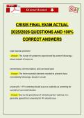 CRISIS FINAL EXAM ACTUAL 2026 QUESTIONS AND 100&percnt; CORRECT ANSWERS