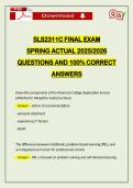 SLS2311C FINAL EXAM SPRING ACTUAL 2026 QUESTIONS AND 100&percnt; CORRECT ANSWERS