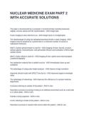 NUCLEAR MEDICINE EXAM PART 2 WITH ACCURATE SOLUTIONS