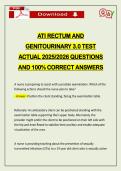 ATI RECTUM AND GENITOURINARY 3&period;0 TEST ACTUAL 2026 QUESTIONS AND 100&percnt; CORRECT ANSWERS