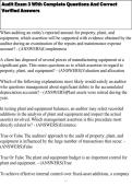 Audit Exam 3 With Complete Questions And Correct Verified Answers
