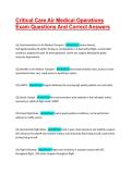 Critical Care Air Medical Operations Exam Questions And Correct Answers