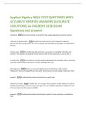 Applied Algebra WGU C957 QUESTIONS WITH  ACCURATE VERIFIED ANSWERS &lpar;ACCURATE  SOLUTIONS&rpar; A&plus; PASSED&excl;&excl; 2026 EXAM  Questions and answers 